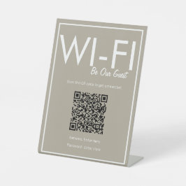 Signe De Table Connexion Wi-Fi Beige QR Code moderne