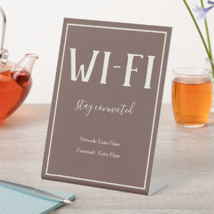 Signe De Table Connexion Wi-Fi Brown Rustique Bohème