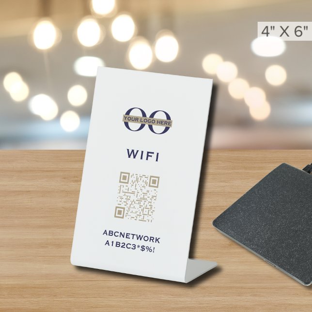 Signe De Table Connexion Wi-Fi Code QR Logo personnalisé (Créateur téléchargé)