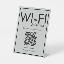 Signe De Table Connexion Wi-Fi Gris Moderne Code QR
