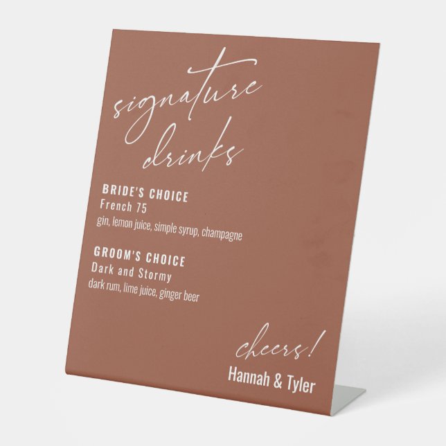 Signe De Table Contemporain Signature Boissons Terracotta (Recto)