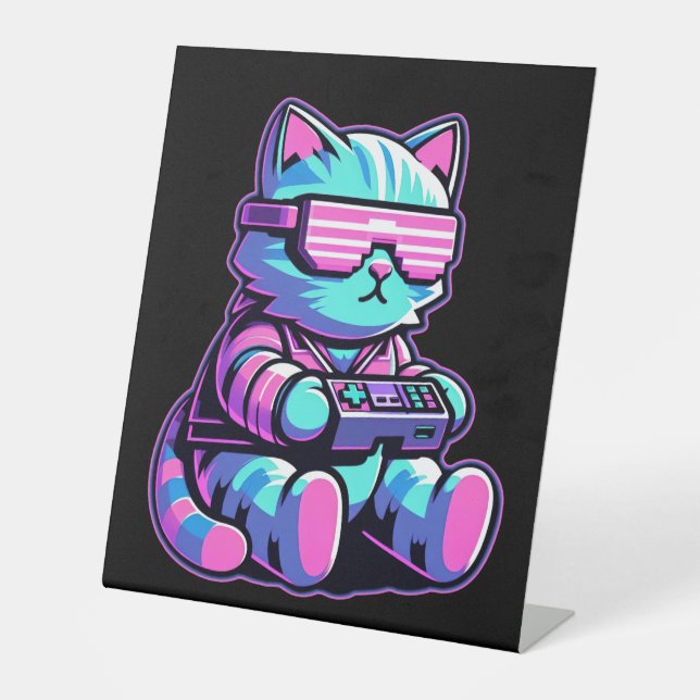 Signe De Table Cool Cat Gamer (Recto)