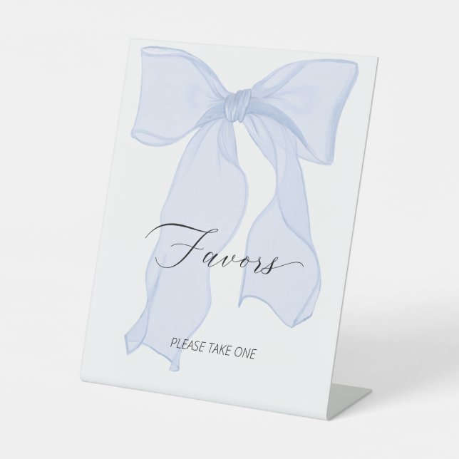 Signe De Table Coquette Bow Bleu Anniversaire Fête Faveurs (Recto)
