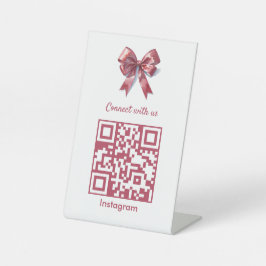 Signe De Table Coquette esthétique tendance Bow rose QR Code