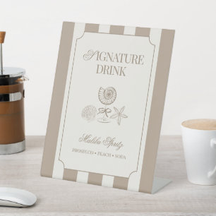 Signe De Table Coquillages et Cloches de Mariage Boisson Signatur