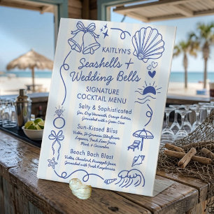Signe De Table Coquillages et cloches de mariage Boissons de bar 