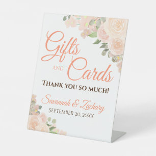 Signe De Table Coral Peach Boho Floral Wedding Cadeaux & Cartes