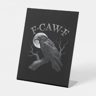 Signe De Table Corbeau F-Caw-F Oiseau Drôle Lune Gothique Humour