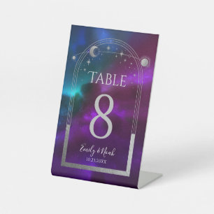 Signe De Table Cosmologique violet Turquoise argent Mariage de lu
