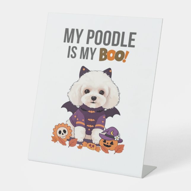 Signe De Table Costume d'Halloween de caniche Mon caniche est mon (Recto)