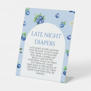 Signe De Table Couche pour bébé Shower Blueberry Tard dans la Nui