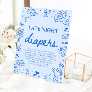 Signe De Table Couche pour la nuit tardive Baby Shower Blue Valen