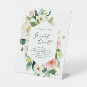 Signe De Table Couleur blanche floue Hexagon Mariage