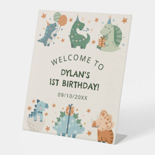 Signe De Table Couleur d'eau douce Dinosaur fête d'anniversaire B