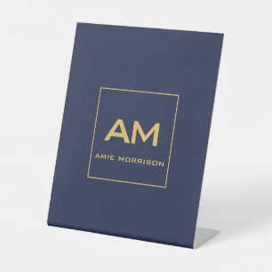 Signe De Table Couleurs d'or bleu Monogramme Lettres initiales No
