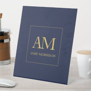 Signe De Table Couleurs d'or bleu Monogramme Lettres initiales No