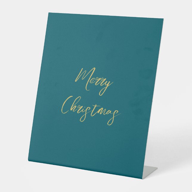 Signe De Table Couleurs Turquoise foncé et or Joyeux Noël (Recto)