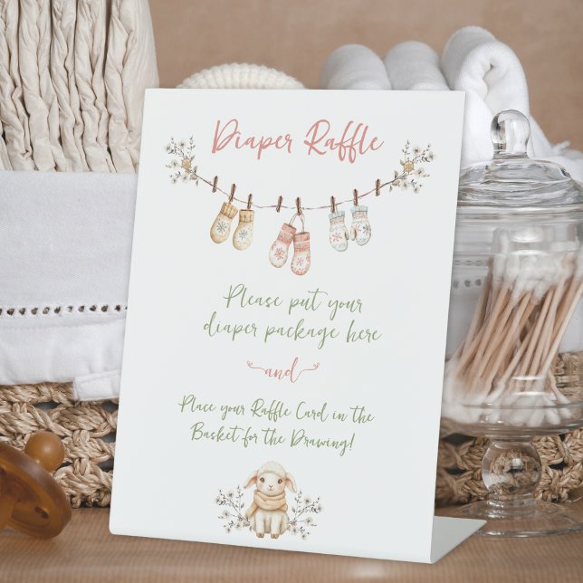 Signe De Table Country Winter Boho Baby Girl Diaper Raffle (Créateur téléchargé)