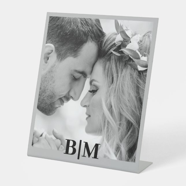 Signe De Table Couples Initiales Monogramme photo rétro (Recto)