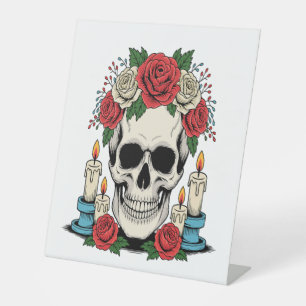 Signe De Table Crâne floral aux bougies Halloween