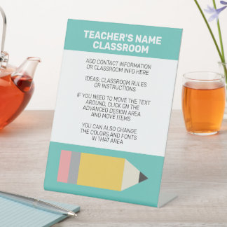 Signe De Table Crayon moderne avec les règles de l'enseignant et