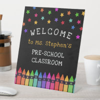 Crayons Stars Colorful Welcome Teacher's Classroom