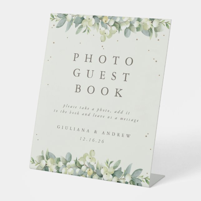 Signe De Table Cream Snowberry+Eucalyptus Mariage Photo Livre d'i (Recto)