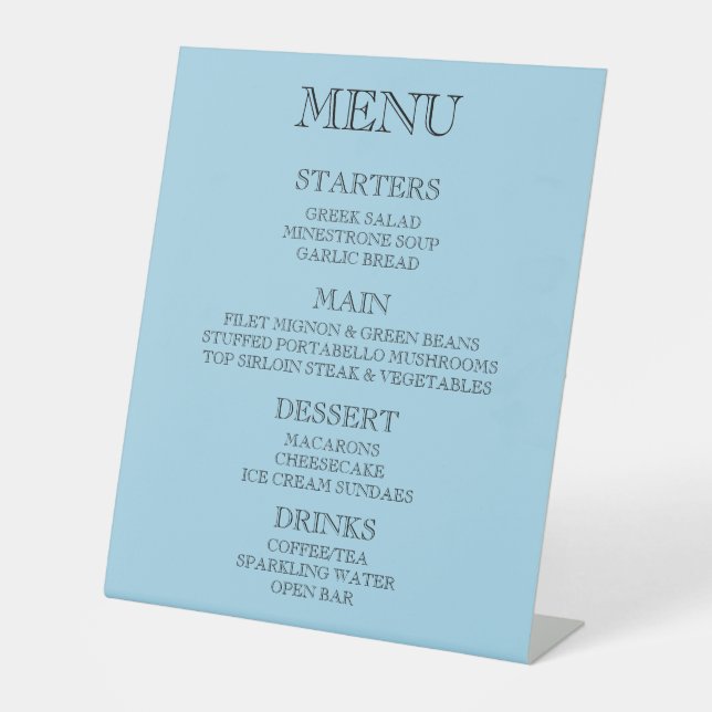 Signe De Table Créer Votre Propre Menu Événement/Restaurant Perso (Recto)