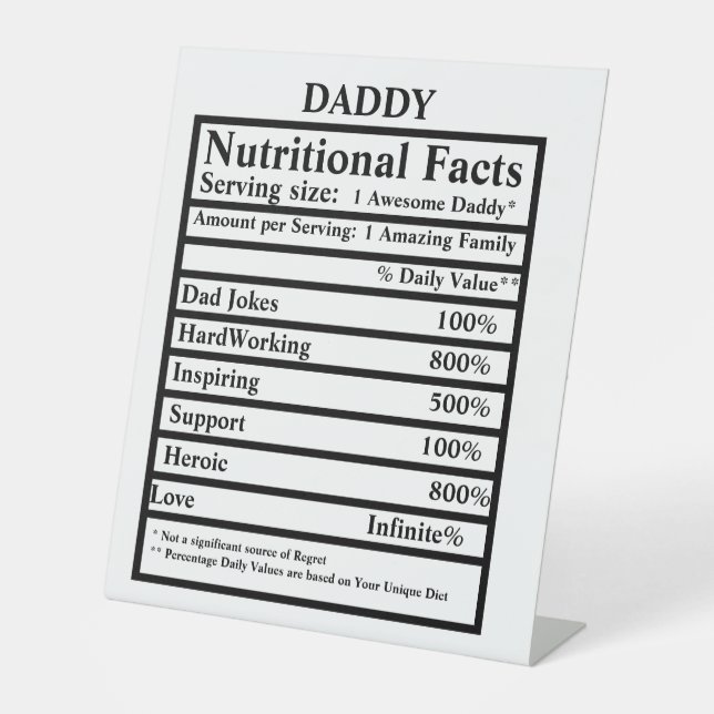 Signe De Table Créez votre propre Fête des pères de données nutri (Recto)