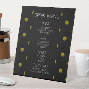 Signe De Table Créez votre propre menu À petits pois Jaune Noir