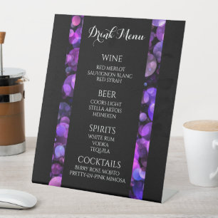 Signe De Table Créez votre propre menu Bokeh Bordure Bokeh Purple