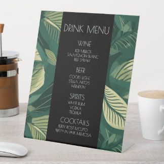 Signe De Table Créez votre propre menu de boissons Feuilles verte