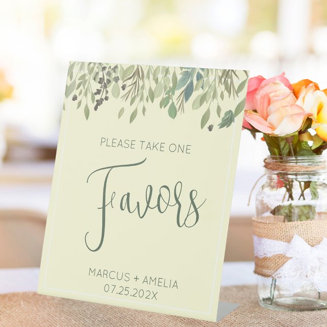 Signe De Table Crème moderne & Eucalyptus Faveurs de mariage (Créateur téléchargé)