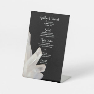 Signe De Table Cristaux blancs sur le menu Mariage noir