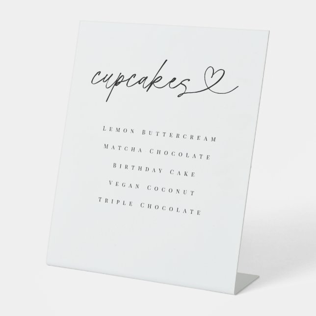 Signe De Table Cupcake Flavors Dessert Table Wedding Party Sign (Recto)