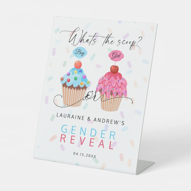 Signe De Table Cupcake What's the Scoop Genre Reveal Welcome (Recto)