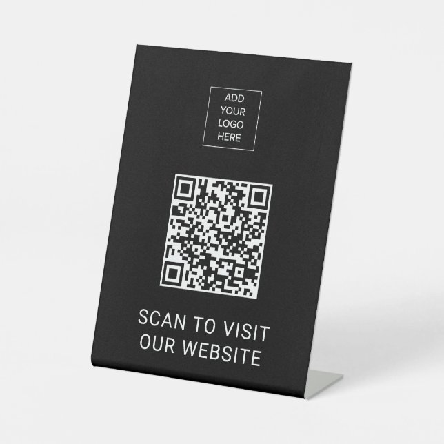 Signe De Table Custom Logo Minimalist QR Code Display Black (Recto)