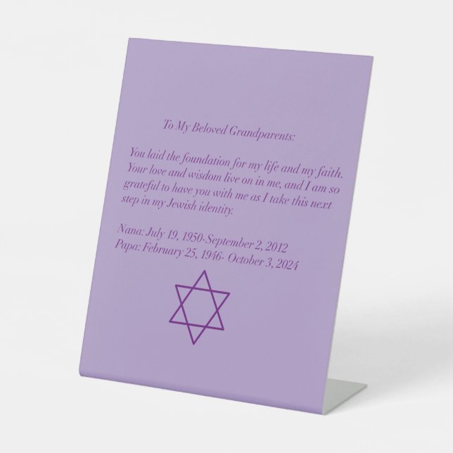 Signe De Table Custom Purple Memorial  (Recto)