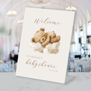 Signe De Table Cute Aquarelle Teddy Bear Baby shower Bienvenue