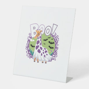 Signe De Table Cute Giraffe Boo Ghost Costume d'Halloween Zoo Lov