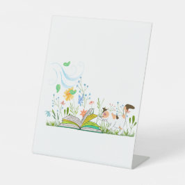 Signe De Table Cute Kitty Lire un livre.