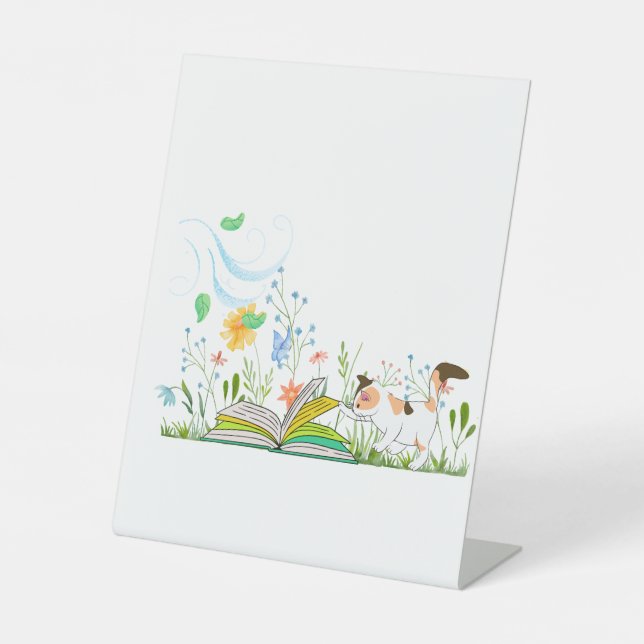 Signe De Table Cute Kitty Lire un livre. (Recto)