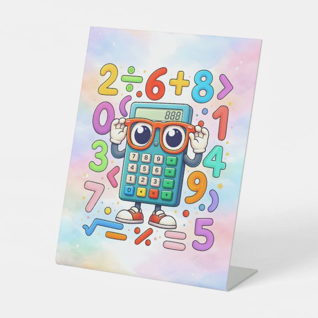 Signe De Table Cute Maths Calculator Desk Art for Kids (Recto)