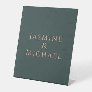Signe De Table Cute Minimaliste Dusty Green & Peach Nom
