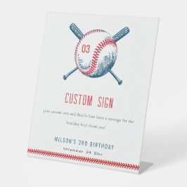 Signe De Table Cute Navy Red Baseball Bat Anniversaire Custom Par