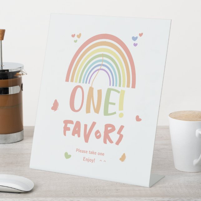 Signe De Table Cute Pastel Rainbow 1er Anniversaire Faveurs (In SItu)