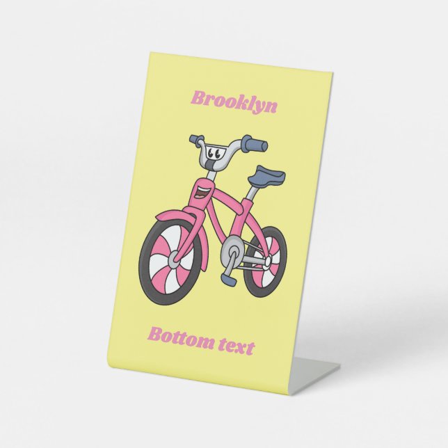 Signe De Table Cute pink kids bicycle cartoon illustration (Recto)