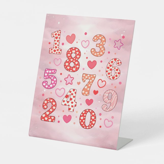 Signe De Table Cute Pink Numbers Maths Desk Art for Kids (Recto)