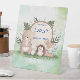 Signe De Table Cute Porcupine Ours anniversaire jungle fête d'ann