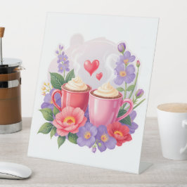 Signe De Table Cute Valentine Cocoa Mugs with Flowers & Hearts